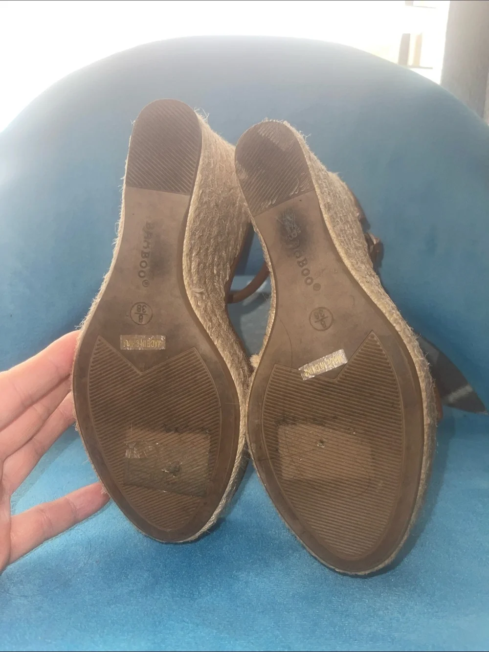 Brown Espadrille Wedge Sandals with Ankle Strap - Women